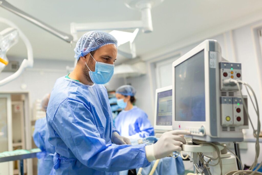 C arm machine in operating room